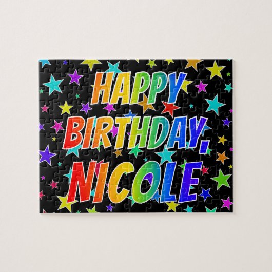 Voornaam NICOLE, Fun "HAPPY BIRTHDAY" Legpuzzel (Horizontaal)