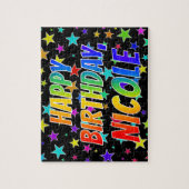 Voornaam NICOLE, Fun "HAPPY BIRTHDAY" Legpuzzel (Verticaal)