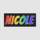 Voornaam "NICOLE": Fun Rainbow-kleuren Naamplaatje (Voorkant)
