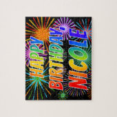 Voornaam "NICOLE", geun "HAPPY BIRTHDAY" Legpuzzel (Verticaal)