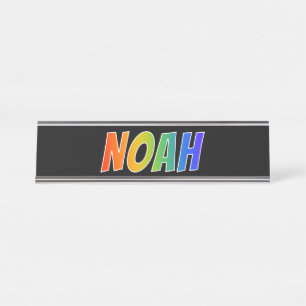 Voornaam "NOAH": Fun Rainbow-kleuren Bureau Naambordje