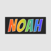 Voornaam "NOAH": Fun Rainbow-kleuren Naamplaatje (Voorkant)