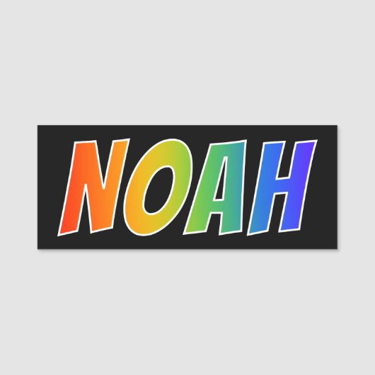 Voornaam "NOAH": Fun Rainbow-kleuren Naamplaatje (Voorkant)
