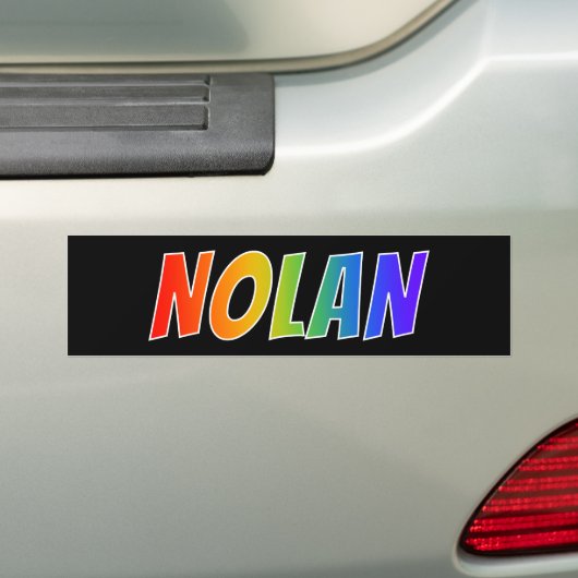 Voornaam "NOLAN": Fun Rainbow-kleuren Bumpersticker (Op auto)