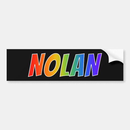 Voornaam "NOLAN": Fun Rainbow-kleuren Bumpersticker (Voorkant)