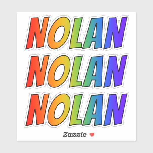 Voornaam "NOLAN" w / Fun Rainbow Coloring Sticker (Vel)