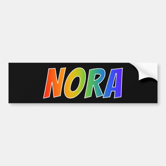 Voornaam "NORA": vun regenboogkleuren Bumpersticker (Voorkant)
