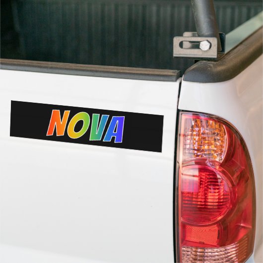 Voornaam "NOVA": Fun Rainbow-kleuren Bumpersticker (Op Truck)