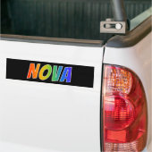 Voornaam "NOVA": Leuke Regenboog Kleur Bumpersticker (Op Truck)
