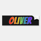 Voornaam "OLIVER": vun regenboogkleuren Bumpersticker (Voorkant)