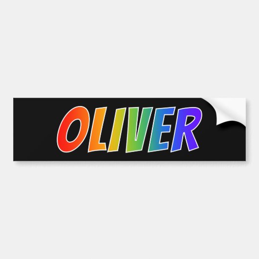 Voornaam "OLIVER": vun regenboogkleuren Bumpersticker (Voorkant)