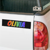 Voornaam "OLIVIA": Fun Rainbow-kleuren Bumpersticker (Op Truck)