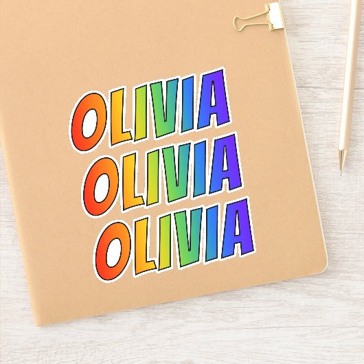 Voornaam "OLIVIA" w/ Fun Rainbow Coloring Sticker (Notitieboek)