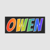 Voornaam "OWEN": Fun Rainbow-kleuren Naamplaatje (Voorkant)
