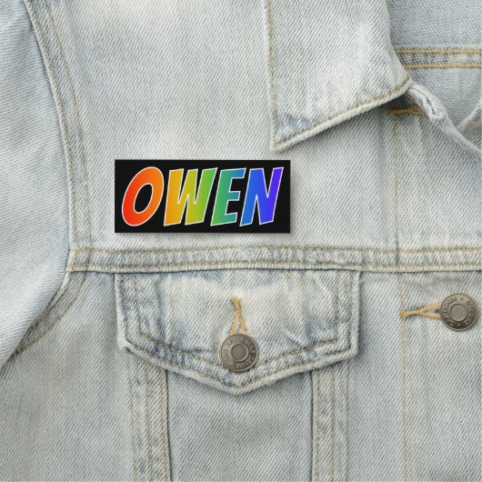 Voornaam "OWEN": Fun Rainbow-kleuren Naamplaatje (In situ)