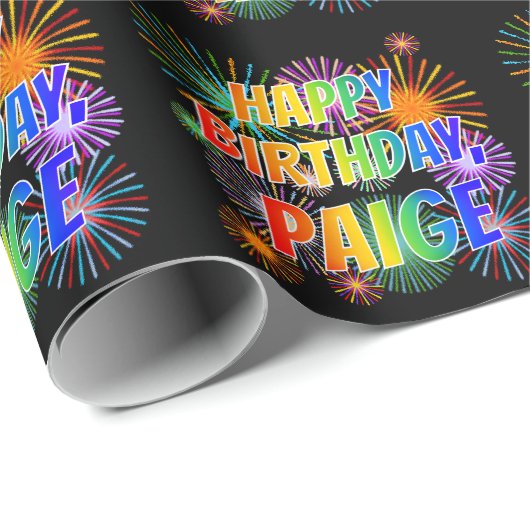Voornaam "PAIGE", afgekort "HAPPY BIRTHDAY" Cadeaupapier (Rol Hoek)