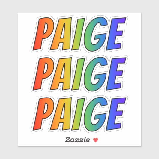 Voornaam "PAIGE" w / Fun Rainbow Coloring Sticker (Vel)