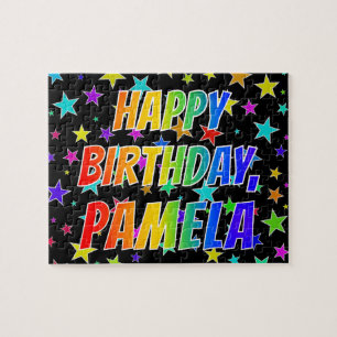 Voornaam "PAMELA", geun "HAPPY BIRTHDAY" Legpuzzel