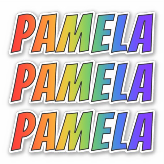 Voornaam "PAMELA" w / Fun Rainbow Coloring Sticker (Voorkant)