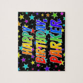 Voornaam "PARKER", geun "HAPPY BIRTHDAY" Legpuzzel (Verticaal)