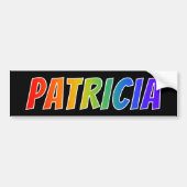 Voornaam "PATRICIA": Fun Rainbow-kleuren Bumpersticker (Voorkant)