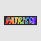 Voornaam "PATRICIA": Fun Rainbow-kleuren Naamplaatje (Voorkant)