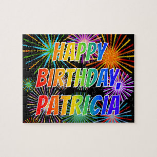 Voornaam "PATRICIA", geun "HAPPY BIRTHDAY" Legpuzzel