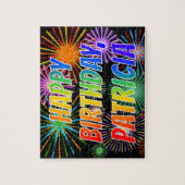 Voornaam "PATRICIA", geun "HAPPY BIRTHDAY" Legpuzzel (Verticaal)