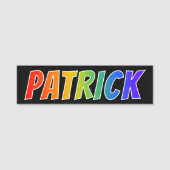 Voornaam "PATRICK": Fun Rainbow-kleuren Naamplaatje (Voorkant)