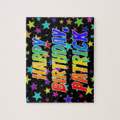 Voornaam "PATRICK", geun "HAPPY BIRTHDAY" Legpuzzel (Verticaal)