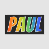 Voornaam "PAUL": Fun Rainbow-kleuren Naamplaatje (Voorkant)