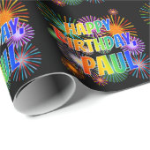 Voornaam "PAUL", geun "HAPPY BIRTHDAY" Cadeaupapier (Rol Hoek)