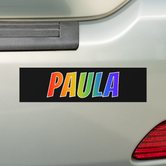 Voornaam "PAULA": Fun Rainbow-kleuren Bumpersticker (Op auto)
