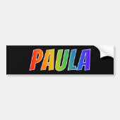 Voornaam "PAULA": Fun Rainbow-kleuren Bumpersticker (Voorkant)