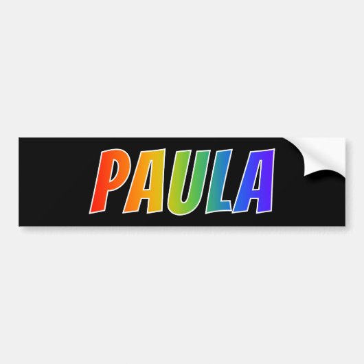 Voornaam "PAULA": Fun Rainbow-kleuren Bumpersticker (Voorkant)