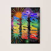 Voornaam "PAYTON", geun "HAPPY BIRTHDAY" Legpuzzel (Verticaal)