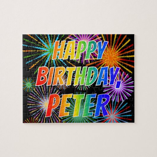 Voornaam "PETER", afgekort "HAPPY BIRTHDAY" Legpuzzel (Horizontaal)
