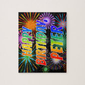 Voornaam "PETER", afgekort "HAPPY BIRTHDAY" Legpuzzel (Verticaal)