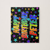 Voornaam PETER, Fun "HAPPY BIRTHDAY" Legpuzzel (Verticaal)