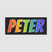 Voornaam "PETER": Fun Rainbow-kleuren Naamplaatje (Voorkant)