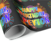 Voornaam "PEYTON", geun "HAPPY BIRTHDAY" Cadeaupapier (Rol Hoek)