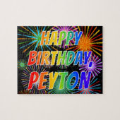 Voornaam "PEYTON", geun "HAPPY BIRTHDAY" Legpuzzel (Horizontaal)