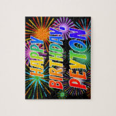 Voornaam "PEYTON", geun "HAPPY BIRTHDAY" Legpuzzel (Verticaal)