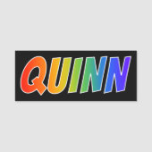 Voornaam "QUINN": Fun Rainbow-kleuren Naamplaatje (Voorkant)