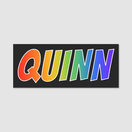 Voornaam "QUINN": Fun Rainbow-kleuren Naamplaatje (Voorkant)