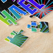 Voornaam "RACHAEL", geun "HAPPY BIRTHDAY" Legpuzzel (Zijkant)