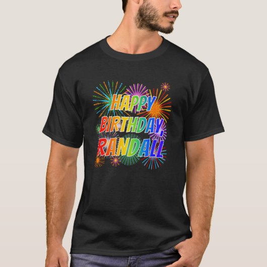 Voornaam "RANDALL", geun "HAPPY BIRTHDAY" T-shirt (Voorkant)