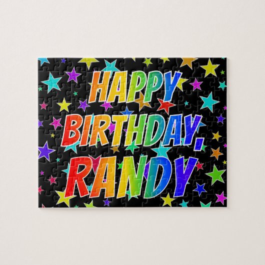 Voornaam "RANDY", geun "HAPPY BIRTHDAY" Legpuzzel (Horizontaal)