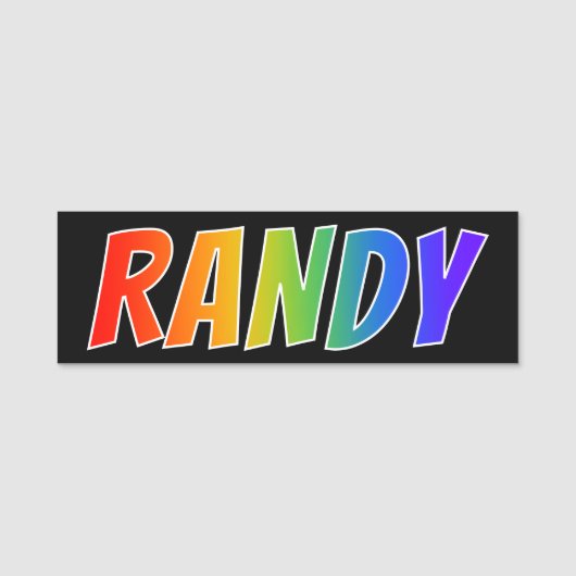 Voornaam "RANDY": vun regenboogkleuren Naamplaatje (Voorkant)