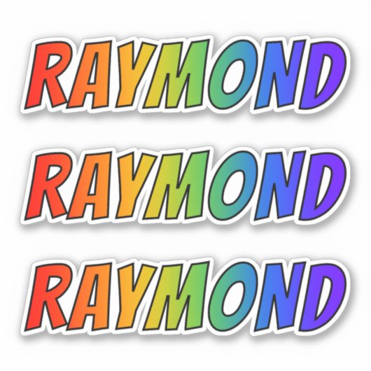 Voornaam "RAYMOND" w / Fun Rainbow Coloring Sticker (Voorkant)